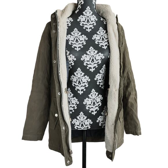 Women's Nautica Olive Green Sherpa Lined Coat - NSL - Picture 4 of 7